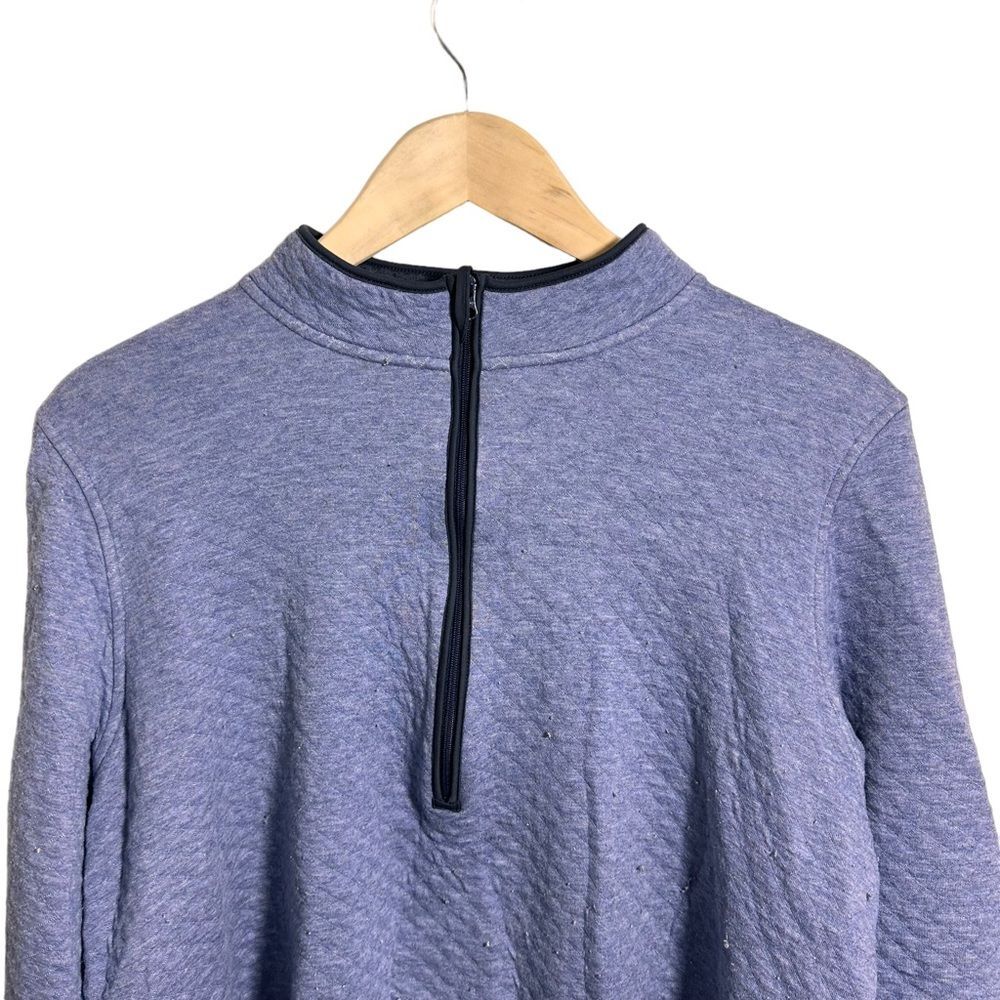 J. Jill Fit Womens Sz L Blue Half Zip Quilted Pullover Sweater Cotton Blend - Picture 2 of 7